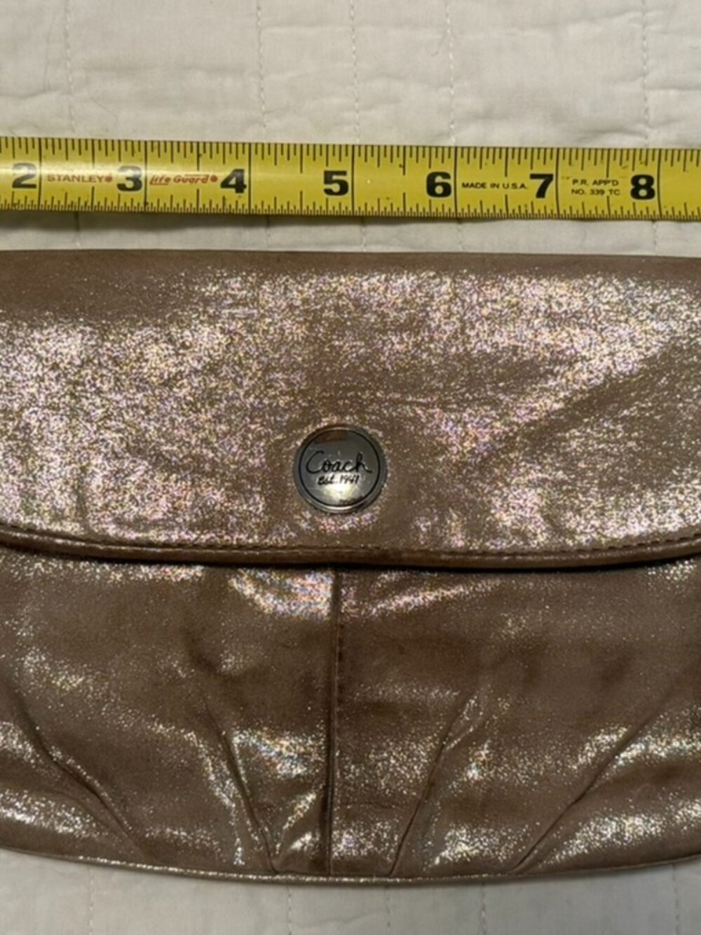 Shimmery Coach Clutch Wristlet